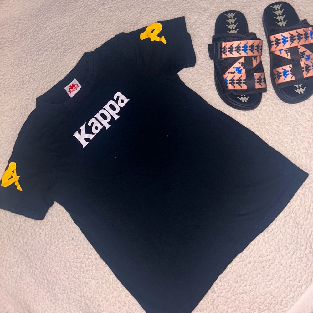 KAPPA SHIRT/SLIDES. ADIDAS SHIRTS w matching pants and slides. NIKE SWEATS/shirt